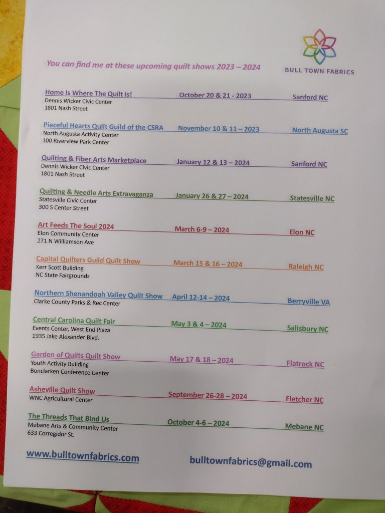 Quilt Shows 20232024 Bull Town Fabrics